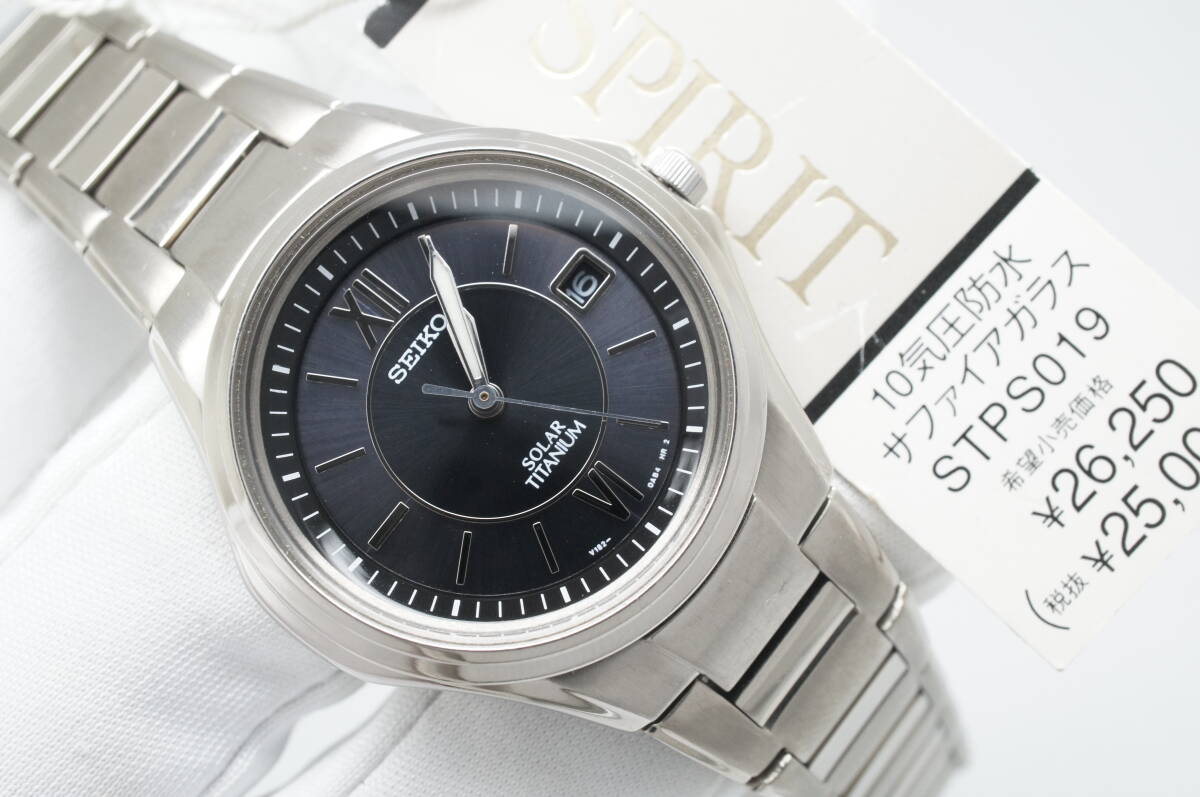 D74●作動良好 未使用デッドストック SEIKO セイコー SPIRIT SOLAR ソーラー TITANIUM チタン デイト レディース腕時計 お洒落 クォーツ