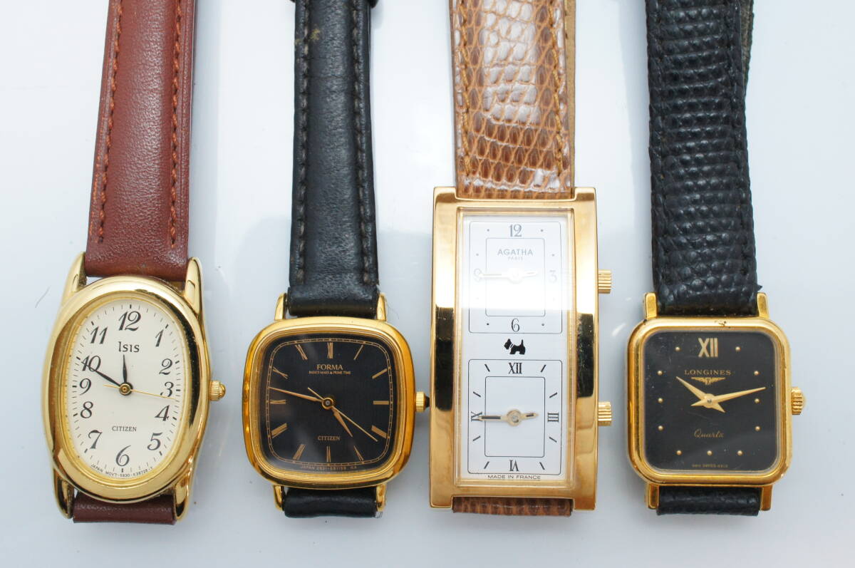 D82●美品含む 30点セット GOLD COLOR ゴールド金 レディース腕時計 革 レザー SEIKO/CITIZEN/CASIO/ENICAR/TISSOT/LONGINES 他 大量まとめの画像4