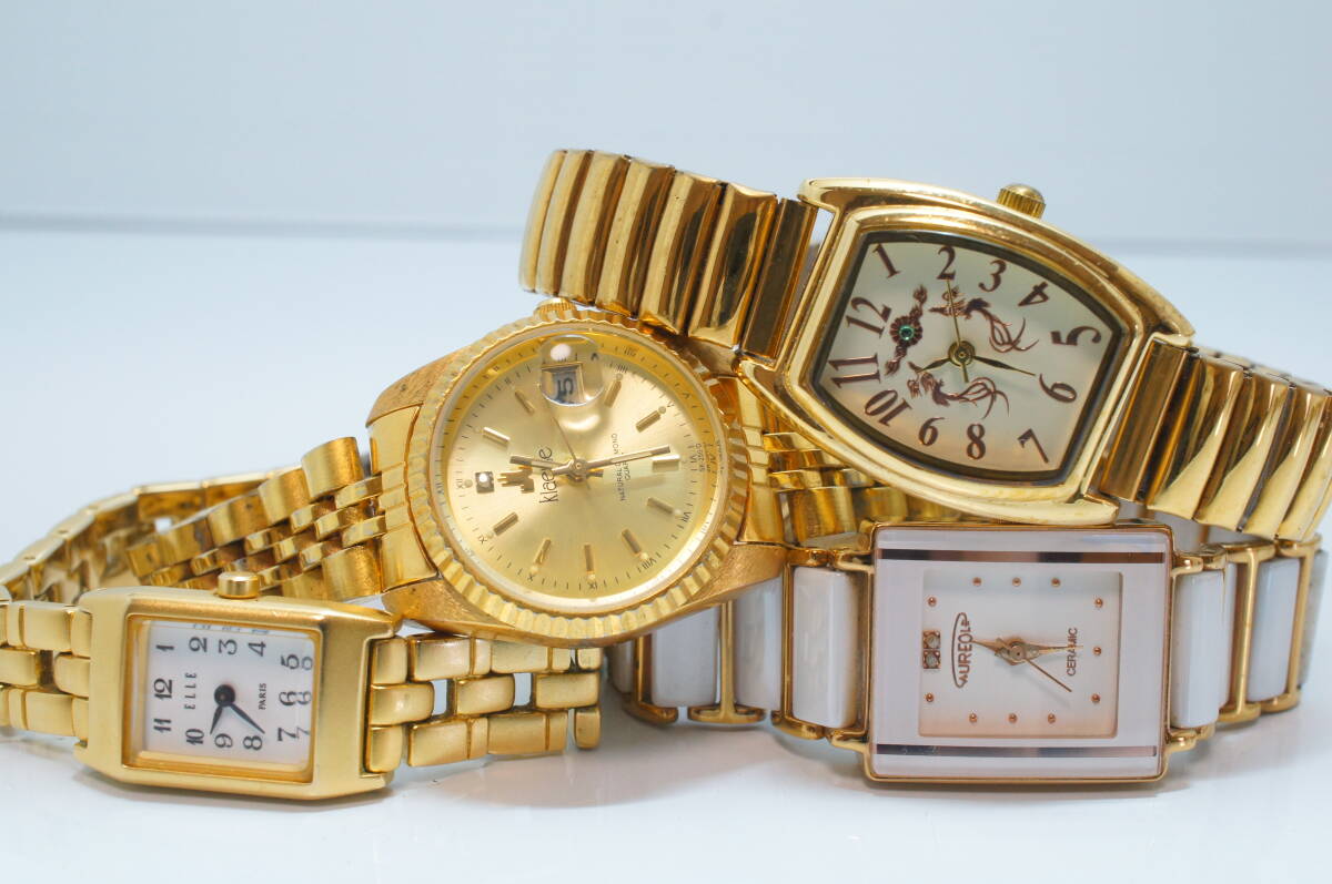 D84●美品含む 30点セット GOLD COLOR ゴールド金 レディース腕時計 SEIKO/CITIZEN/GUCCI/Sybilla 他 大量まとめ クォーツの画像6