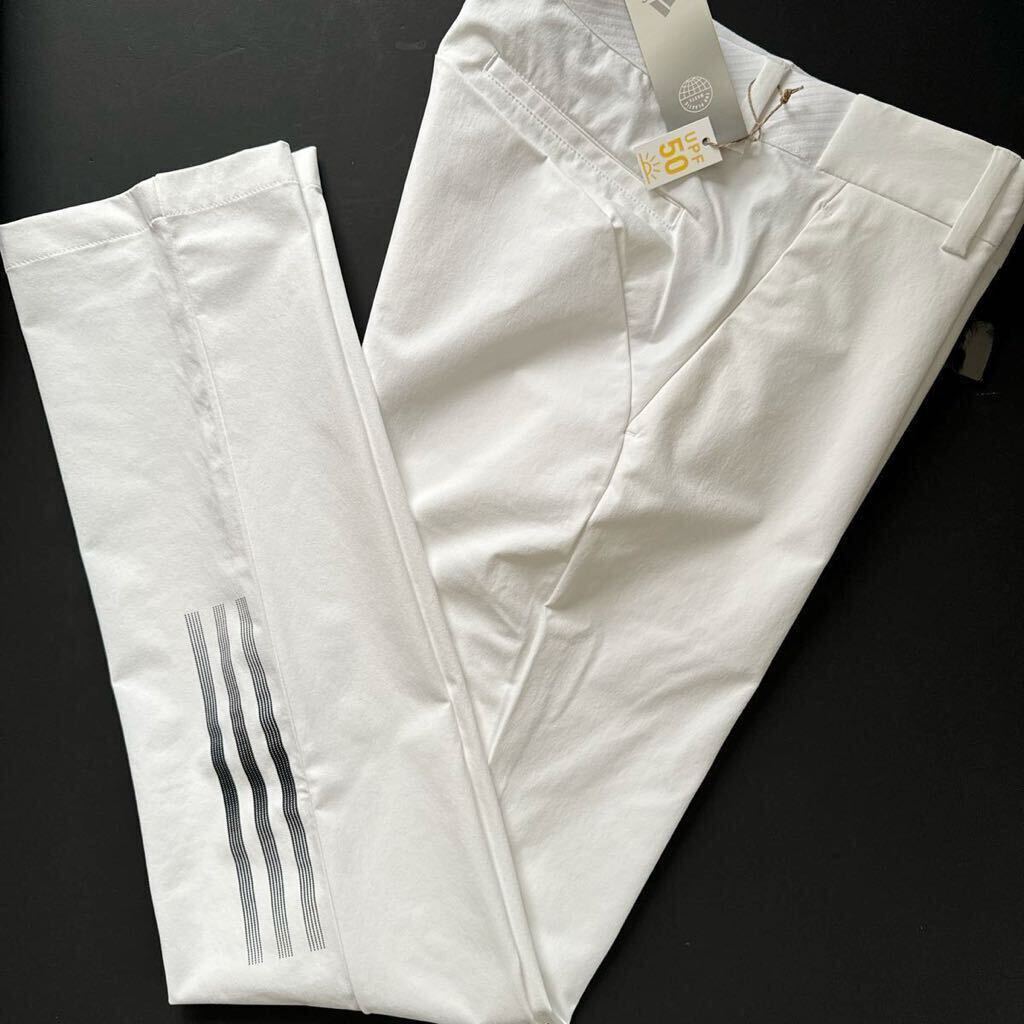 88cm:新品14300円/adidas golf/アディダス ゴルフ/春夏/高機能/ストレッチロングパンツ/EX STRETCH ACTIVE スリーストライプスパンツ/白の画像2