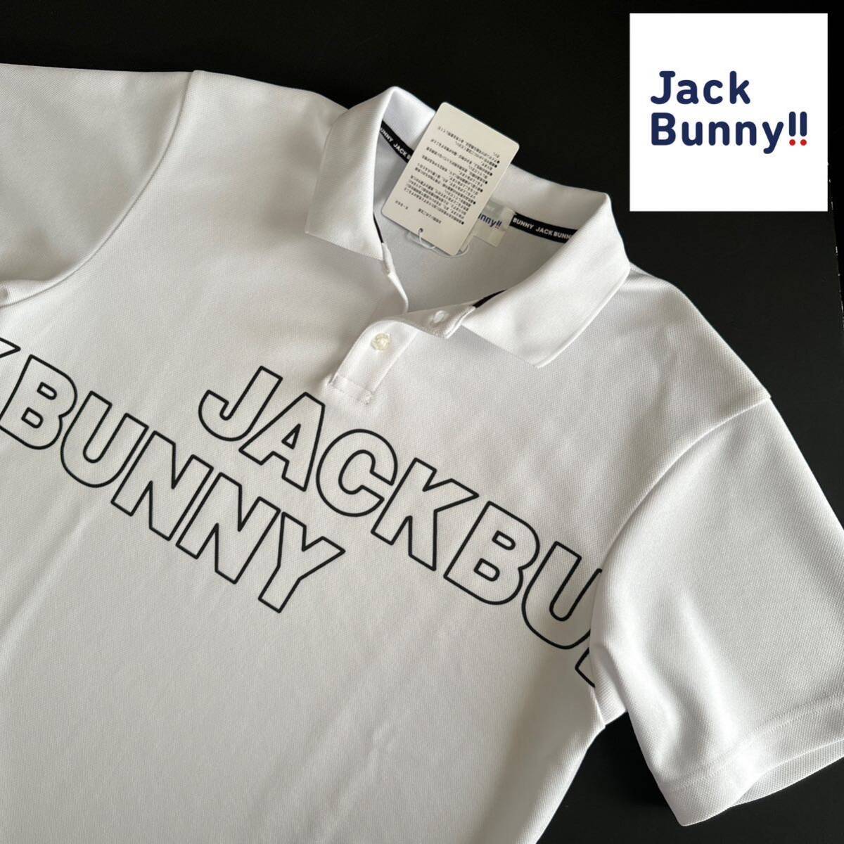 5/L 新品/JACK BUNNY (ジャックバニー/メンズ] 半袖 ポロシャツ PEダブルカノコ ゴルフシャツ ゴルフウェア 父の日プレゼントに◎ 白 WHの画像1