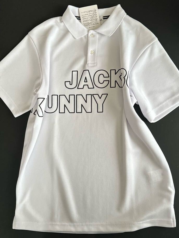 5/L 新品/JACK BUNNY (ジャックバニー/メンズ] 半袖 ポロシャツ PEダブルカノコ ゴルフシャツ ゴルフウェア 父の日プレゼントに◎ 白 WHの画像2