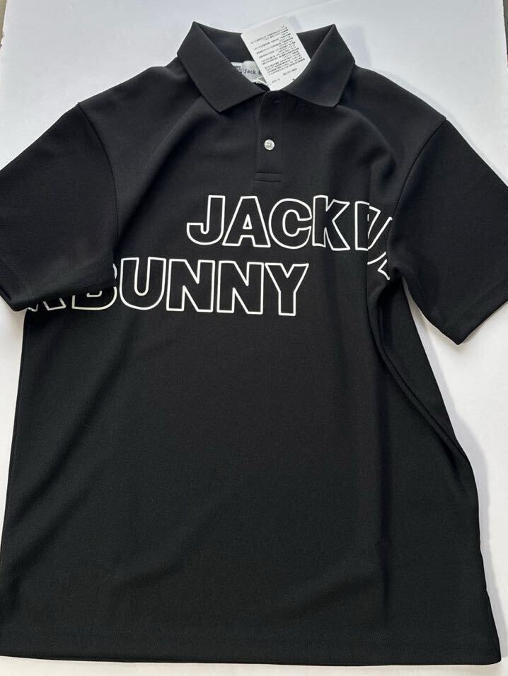 5/L 新品/JACK BUNNY (ジャックバニー)メンズ])半袖 ポロシャツ PEダブルカノコ ゴルフシャツ　ゴルフウェア　父の日プレゼントに◎ 黒　BK_画像3