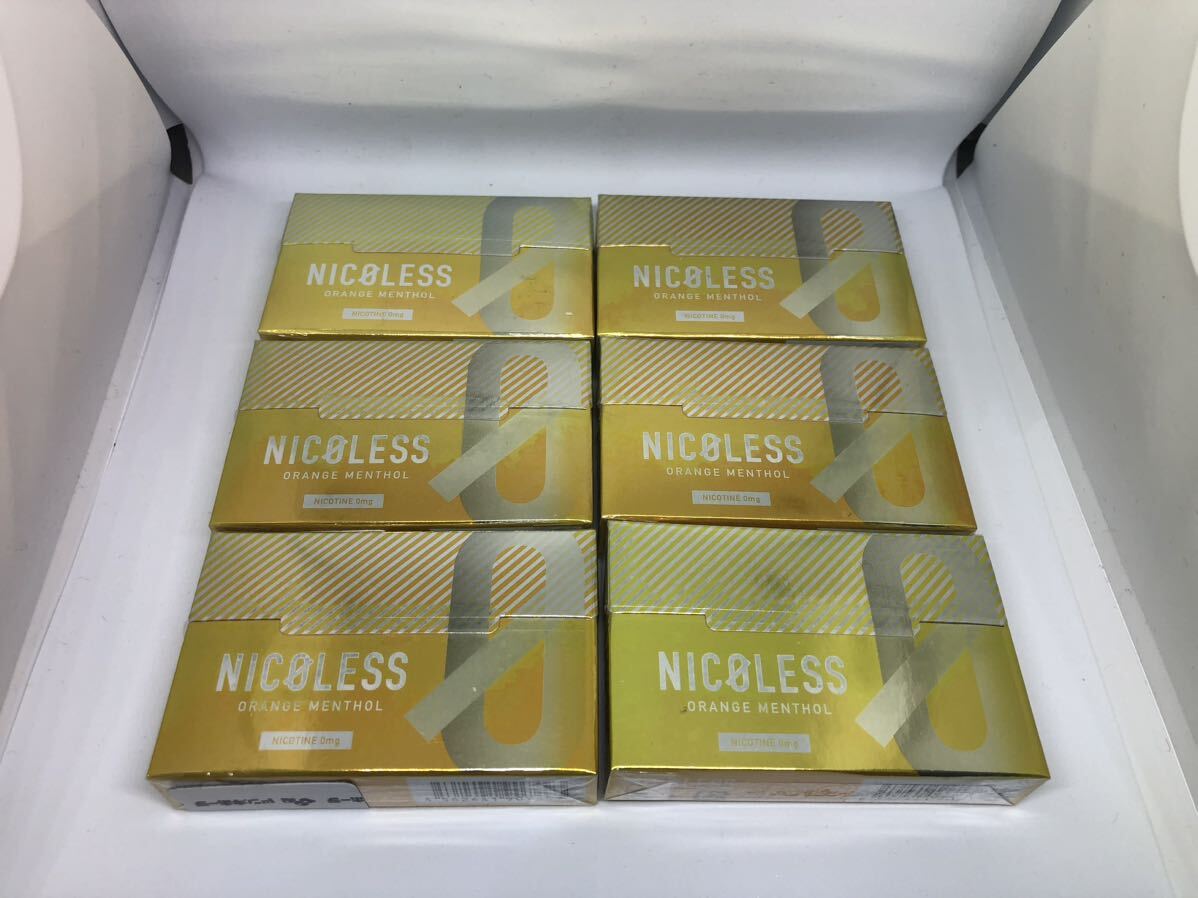 送料無料 NICOLESS ニコレス オレンジメンソール 6箱 120本 茶葉 ヒートスティック ニコチンなし 減煙 加熱式たばこ ニコチンレス_画像1