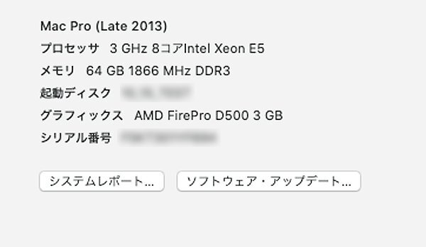 大容量メモリー搭載 ◇ Apple Mac Pro Late 2013 MD878J/A【Xeon E5 8コア 3.0GHz/64GB/256GB/AMD FirePro D500（3GB）x 2/同梱発送不可】_画像7