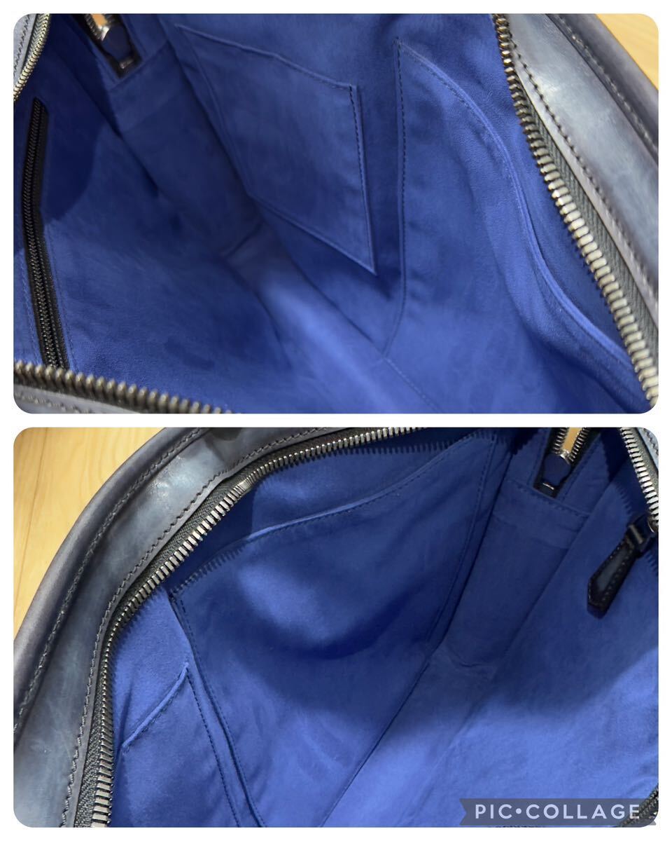  limitation regular price 80 ten thousand jpy Berluti Anne Jules lapie cell p Rize patchwork pa tea n leather briefcase business bag blue genuine article 