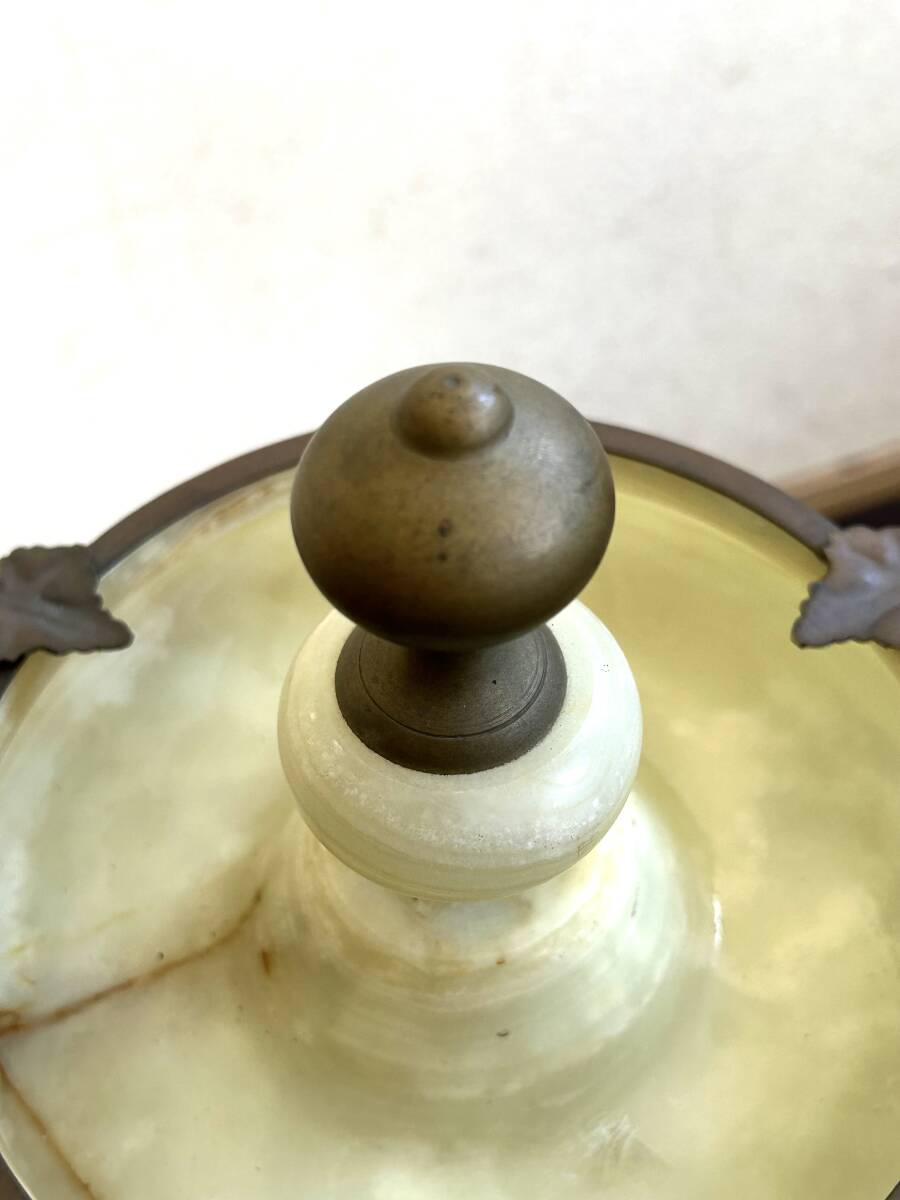 大理石 オニキス 高級 スモーキングスタンド 灰皿 真鍮 ロココ H60cmの画像4