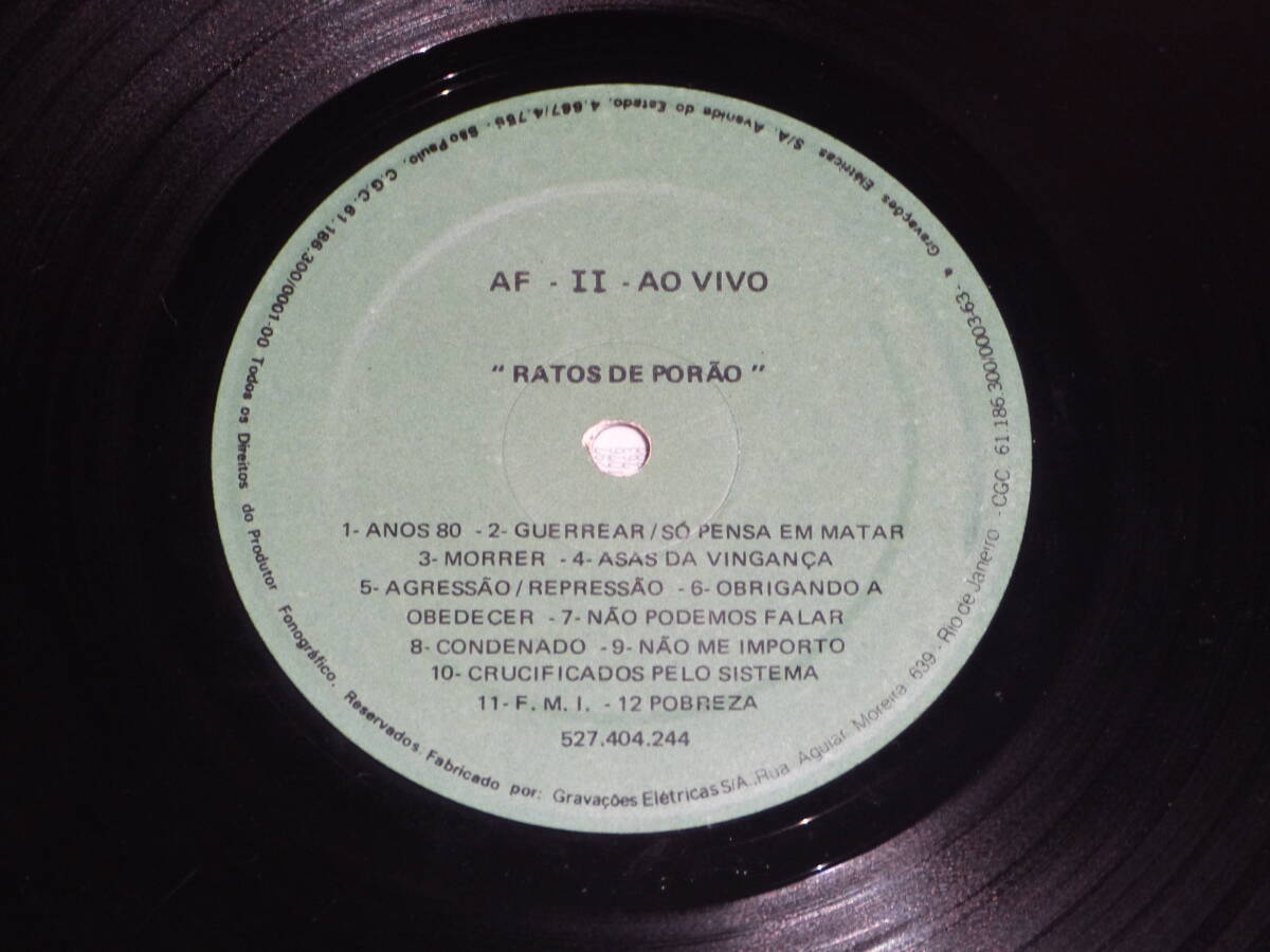 1985年 RATOS DE PORAO & COLERA SPLIT LP GISM GAUZE LIP CREAM DEATH SIDE BASTARD JUDGEMENT KURO SWANKYS CONFUSE ARMAGEDOM LOBOTOMIAの画像4