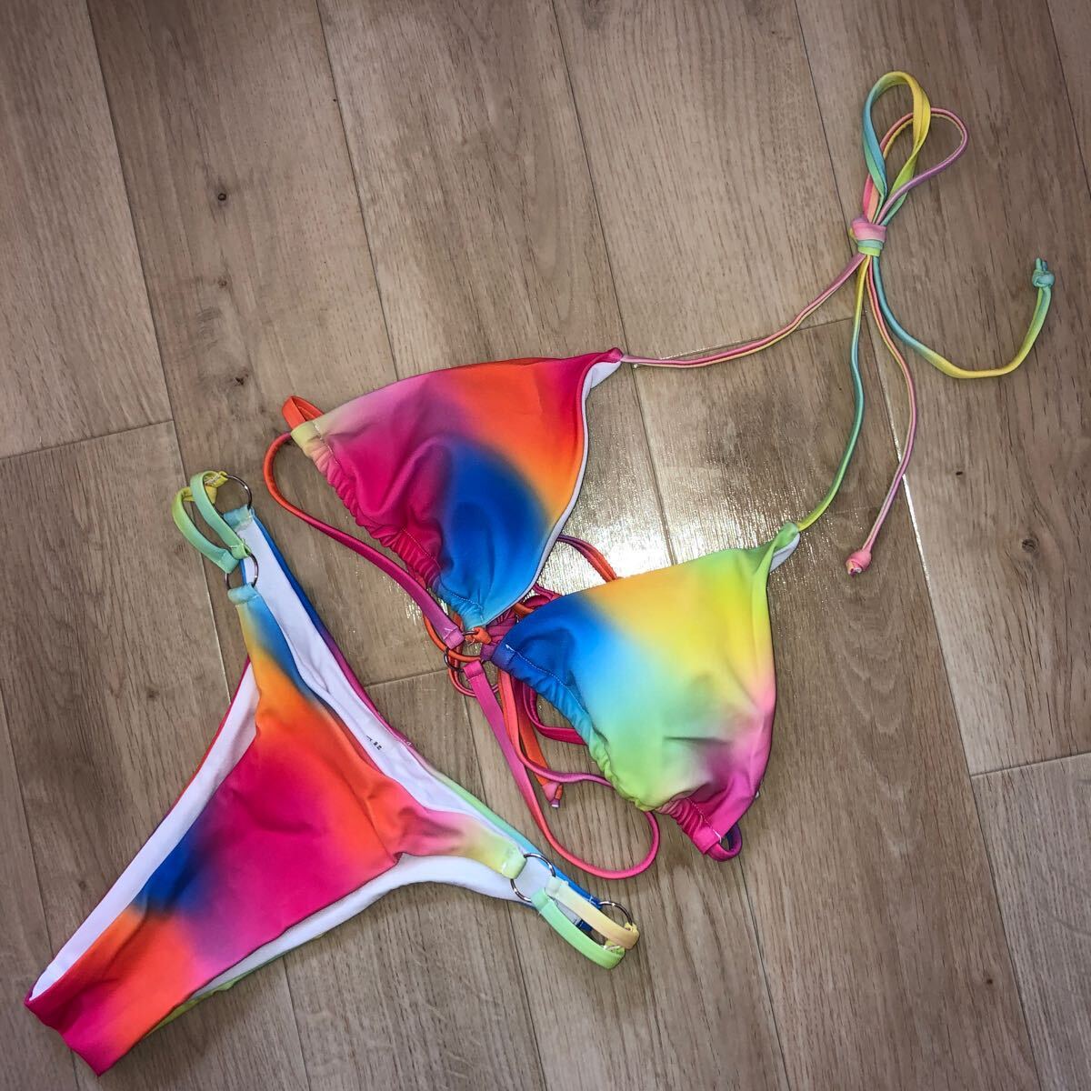 b radio-controller Lien bikini XS swimsuit Rainbow pink orange blue yellow green femi person color new goods abroad imported car T-back 