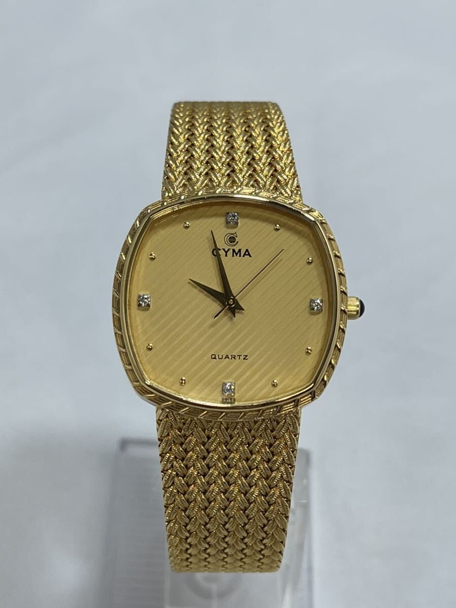 美品腕時計 CYMA シーマ 604SP / ビンテージ/ メンズ/ クォーツ/ 4Pダイヤ/ ゴールドカラー /スイス製_画像1