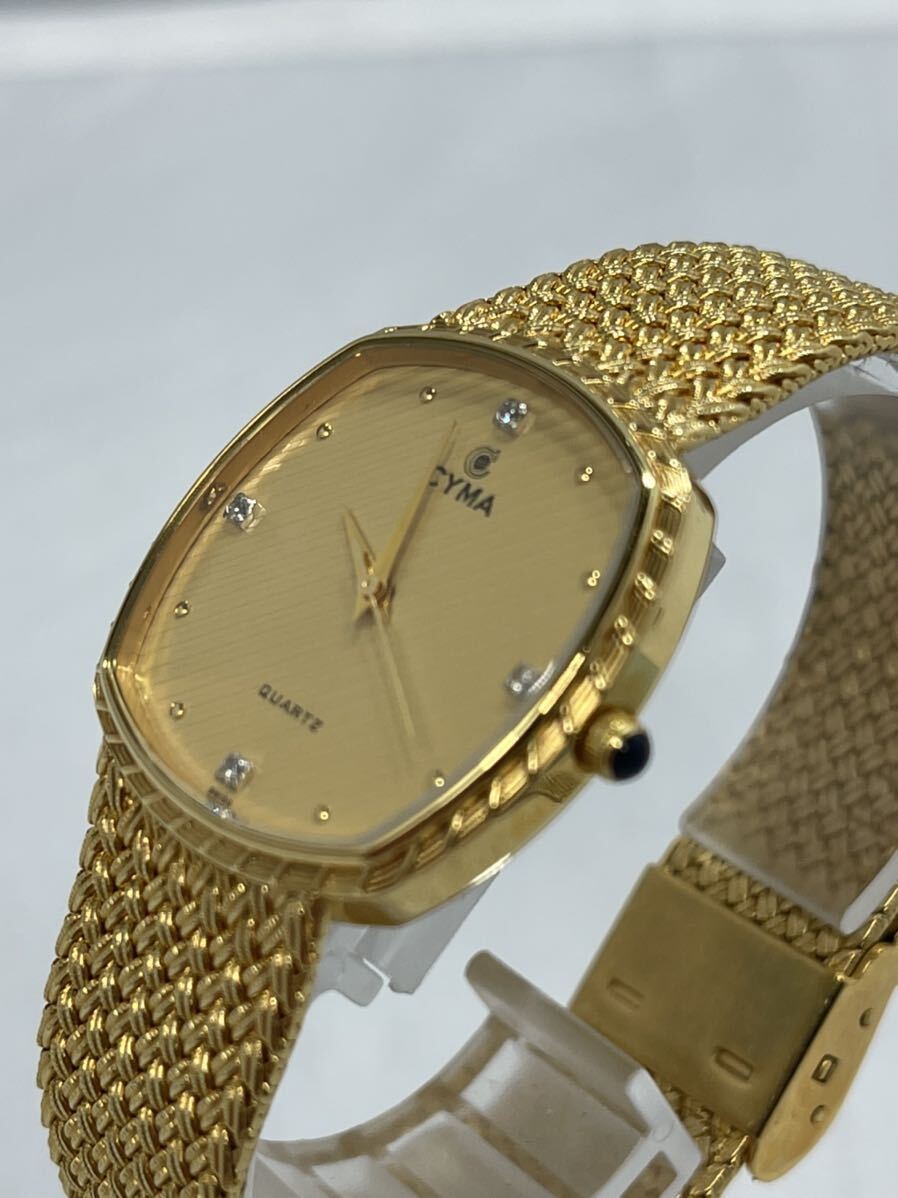 美品腕時計 CYMA シーマ 604SP / ビンテージ/ メンズ/ クォーツ/ 4Pダイヤ/ ゴールドカラー /スイス製_画像2