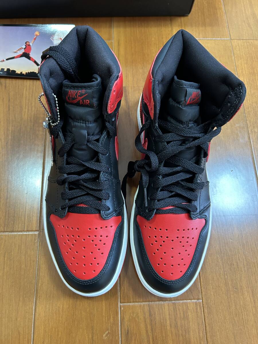 【未使用品】AIR JORDAN 1 RETRO (BLACK/VARSITY RED) US 9 BRED エア ジョーダン 1 レトロ（黒赤） 27.0cm 2001年_画像2