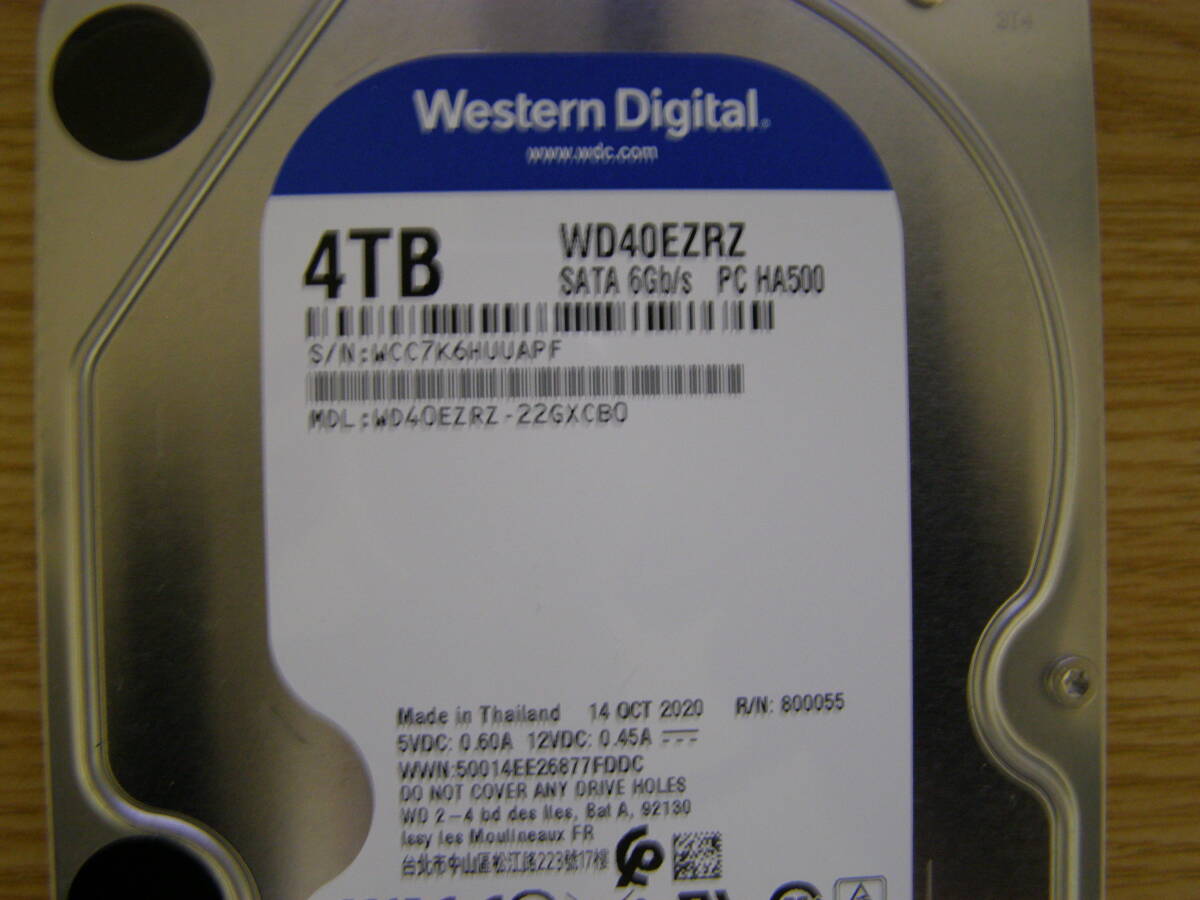 Western Digital WD40EZRZ-RT2 [4TB/3.5インチ内蔵ハードディスク] [5400rpm] WD Blue/SATA 6Gb/s接続 中古品①の画像2