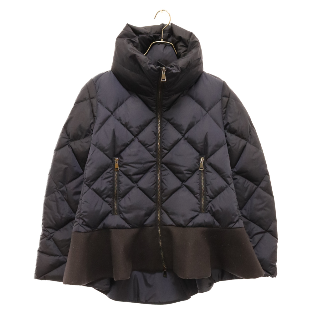 MONCLER モンクレール VOUGLANS スタンドカラー ジップアップ キルティング ダウンジャケット フリル ブラック レディース A20934680980_画像1