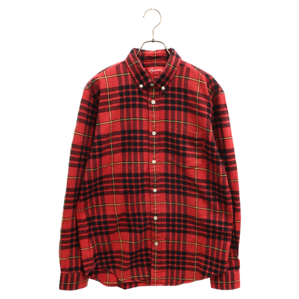 SUPREME シュプリーム 16AW Tartan Plaid Flannel Shirt タータンチェック ボタン長袖シャツ レッド_画像1
