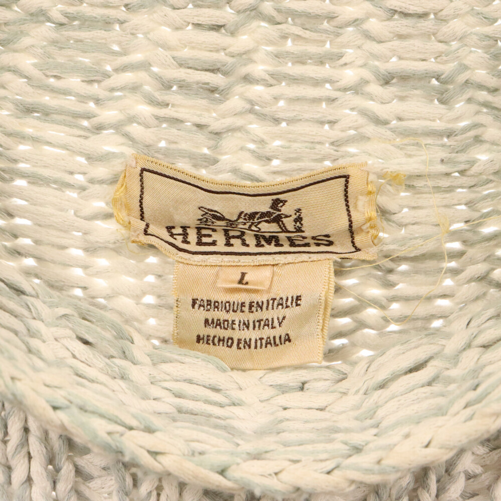 HERMES Hermes VINTAGE с высоким воротником свитер ta-toru шея кабель вязаный белый Vintage 