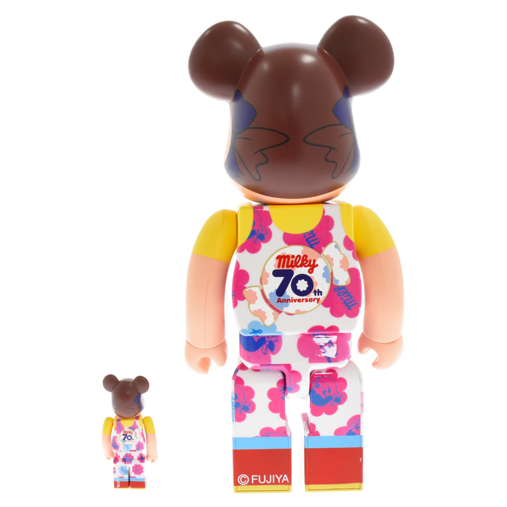 メディコムトイ BE@RBRICK ペコちゃん ver. 100%&400% ペコちゃん ミルキー70周年デザインベアブリック フィギュア ピンク/ホワイト_画像2