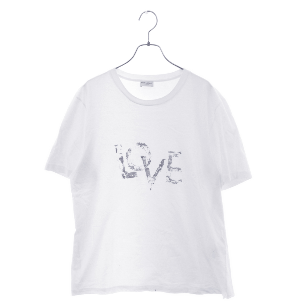 SAINT LAURENT PARIS サンローランパリ 19S LOVE プリント コットン 半袖Tシャツ ホワイト 585351_画像1