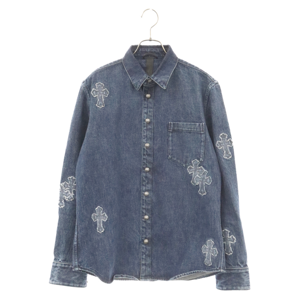 Chrome Hearts Chrome Hearts Shiesends LS CRS Patch Roosen Cond Cross Denim рубашка с длинным рукавом m