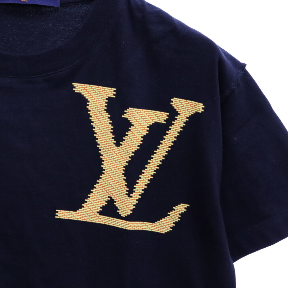 LOUIS VUITTON ルイヴィトン 19SS LVロゴブロック プリント 半袖Tシャツ ブラック 033D490M321X_画像4