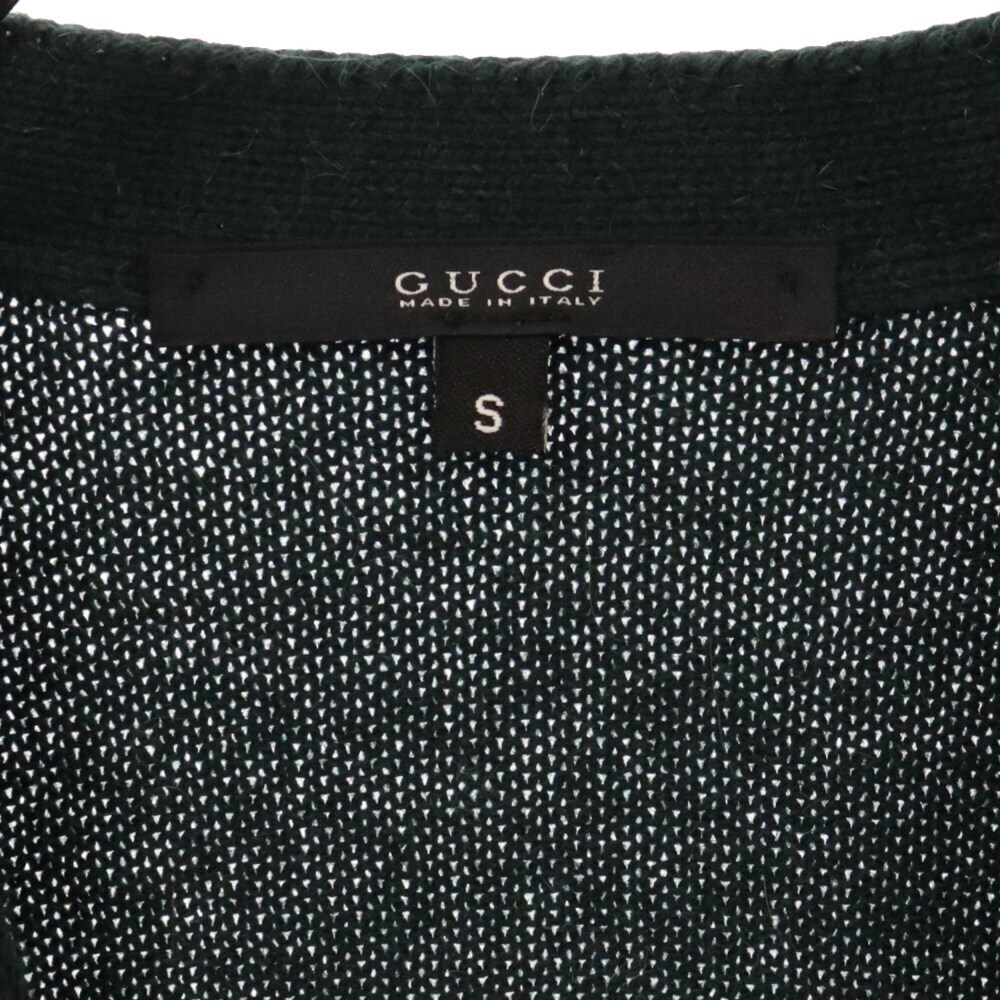 GUCCI グッチ レザー切替 シルク混 Vネックカーディガン ニットカーディガン 323059 Z4513 グリーン_画像5