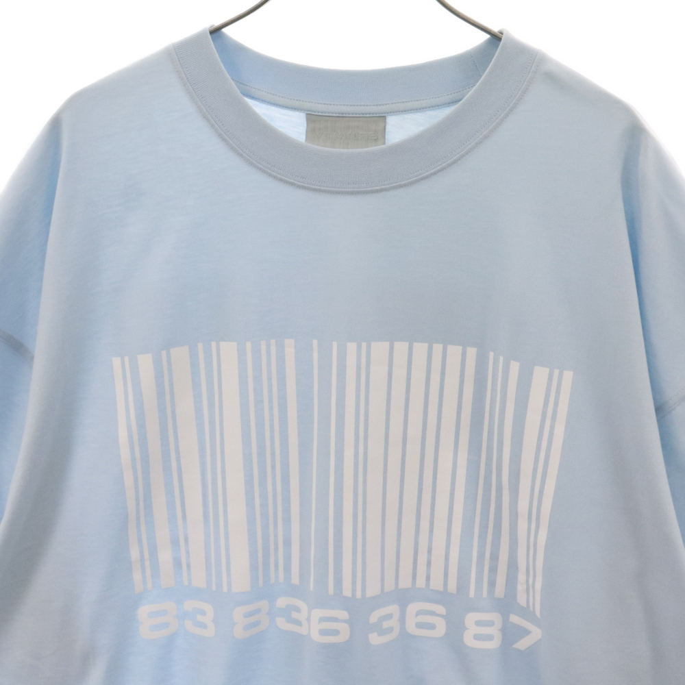 VETEMENTS ヴェトモン 22AW BIG BARCODE T-SHIRT ビッグ バーコード 半袖Tシャツ カットソー ブルー VL14TR160N_画像4