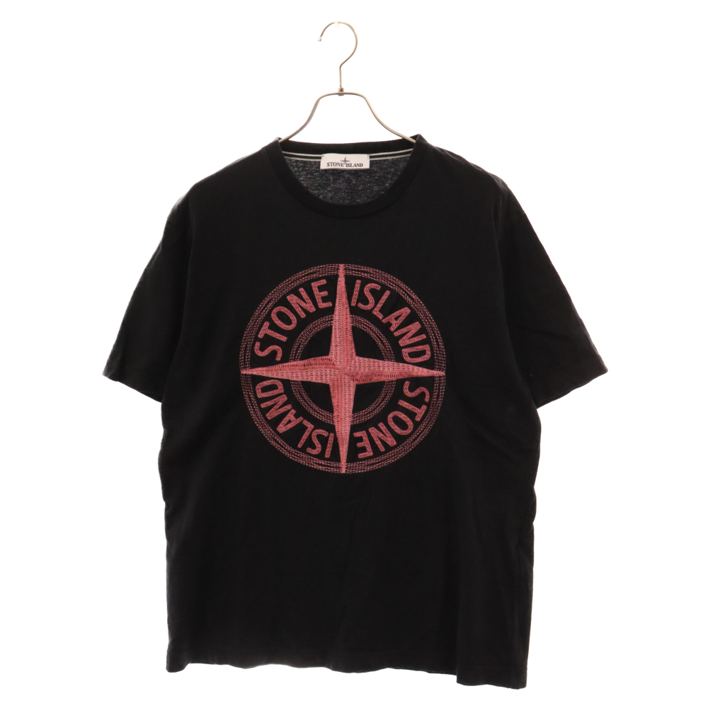 STONE ISLAND ストーンアイランド フロントロゴ刺繍 半袖Tシャツ クルーネックカットソー ブラック 781521580_画像1