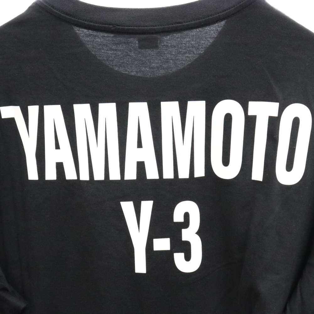 Y-3 ワイスリー YAMAMOTO Y-3 L/S Tee バックロゴプリントクルーネック長袖Tシャツ ブラック_画像4