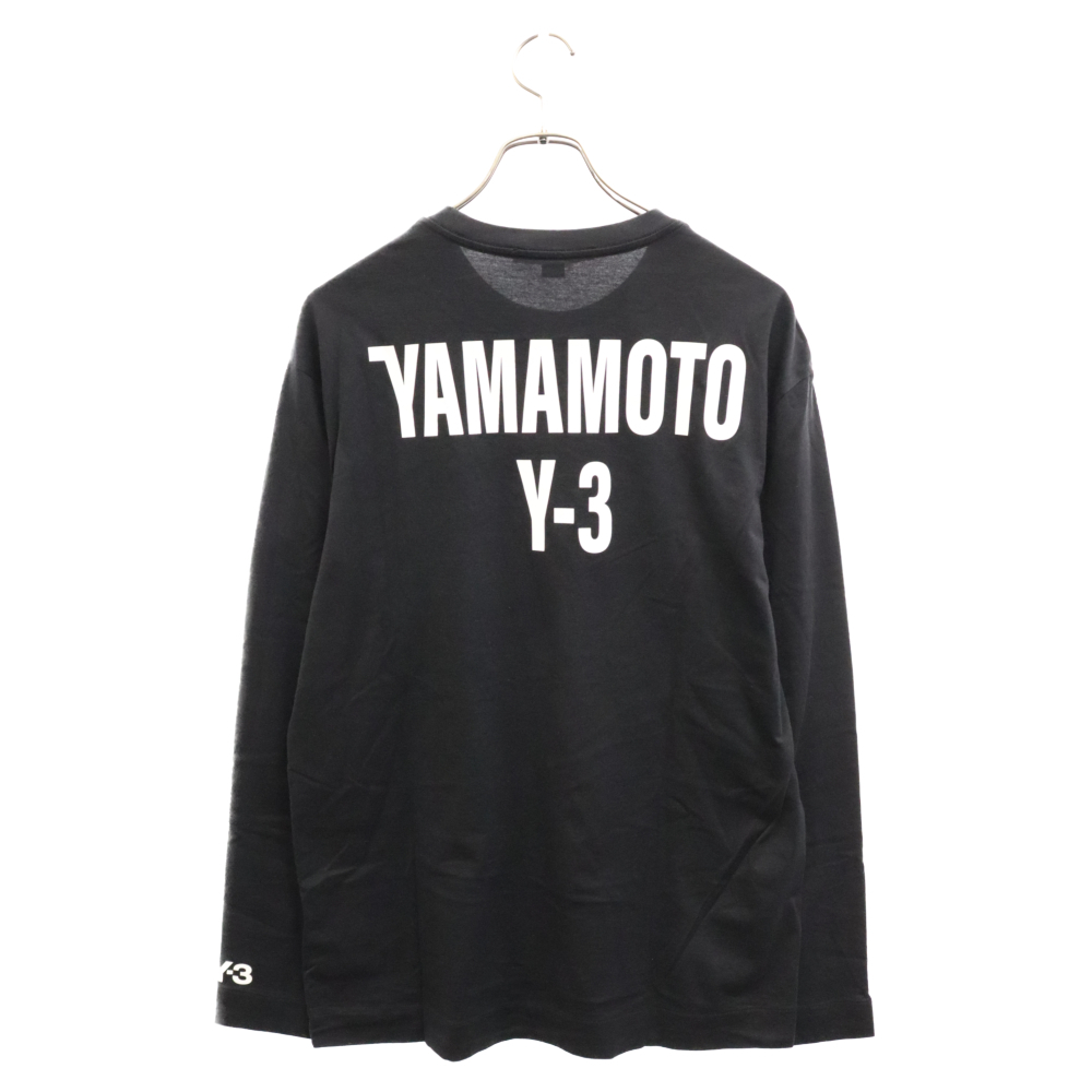 Y-3 ワイスリー YAMAMOTO Y-3 L/S Tee バックロゴプリントクルーネック長袖Tシャツ ブラック_画像1