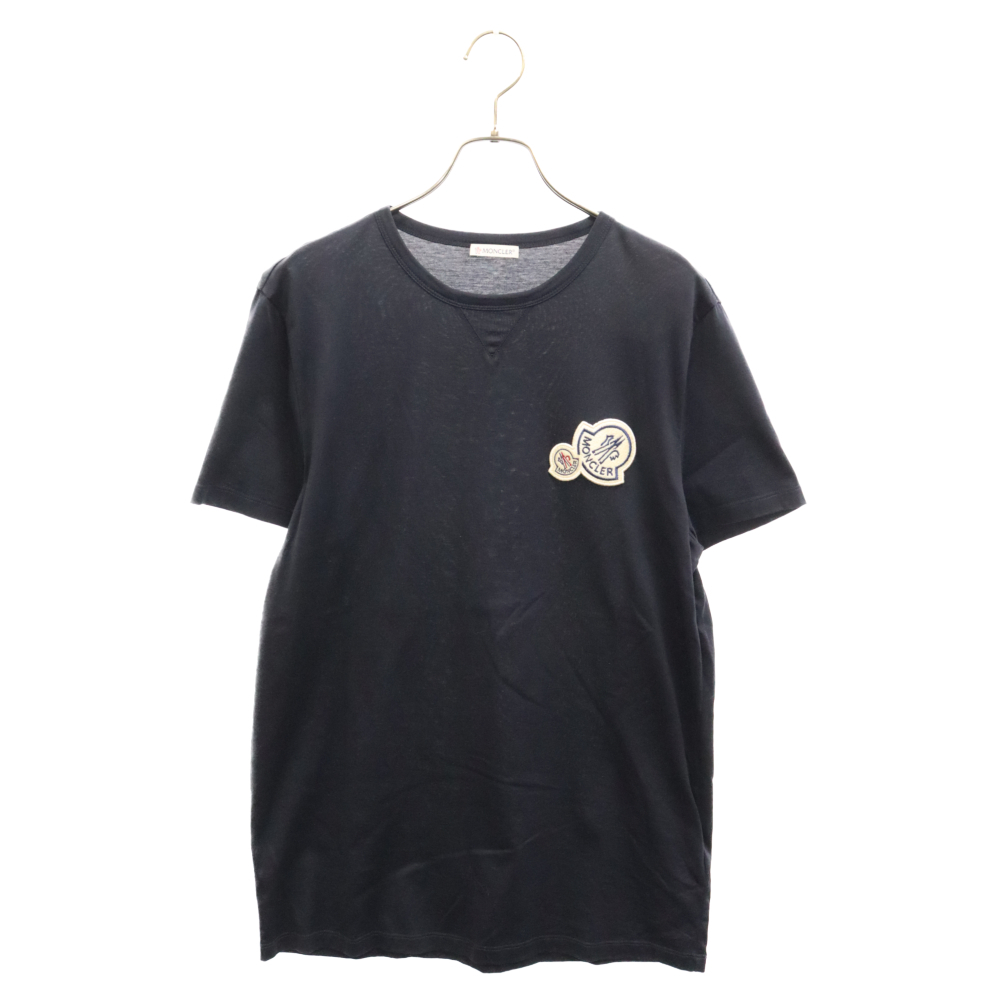 MONCLER モンクレール MAGLIA T-SHIRT フロントロゴ刺繍 クルーネック半袖Tシャツ E20918032500 ネイビー_画像1