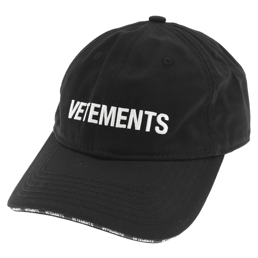 VETEMENTS ヴェトモン 23AW ICONIC LOGO CAP フロントロゴ刺繍 6パネルキャップ 帽子 ブラック UE54CA180B_画像1