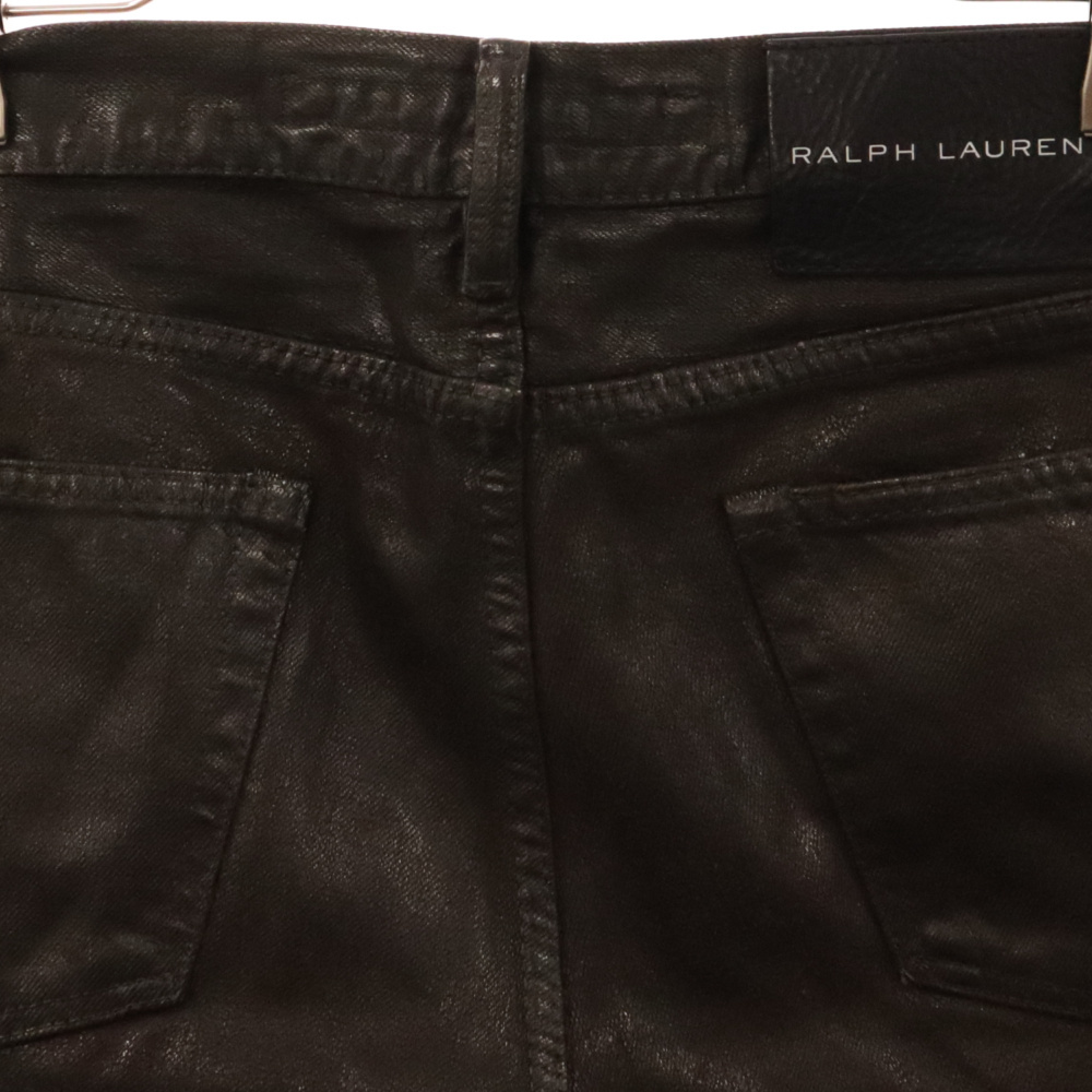 RALPH LAUREN BLACK LABEL ラルフローレン SLIM FIT スリムフィット ボタンフライ コーティングデニムパンツ ブラウン_画像4