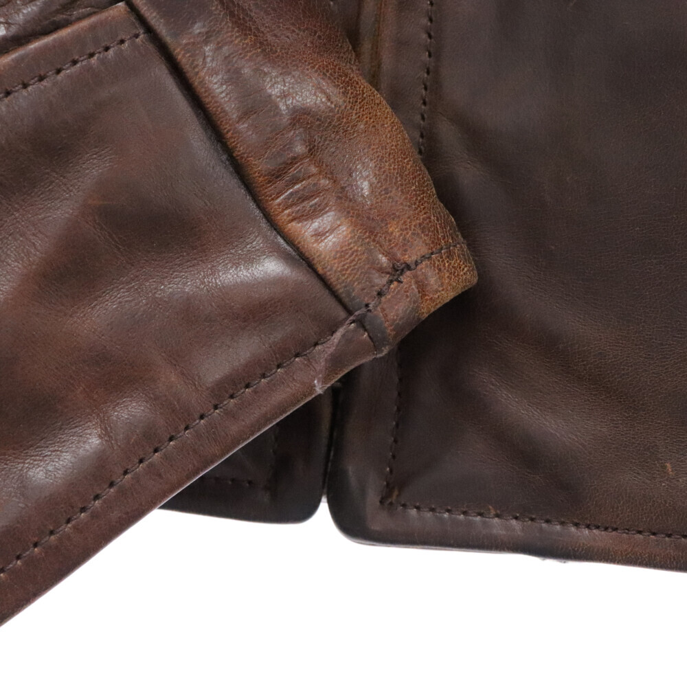 AERO LEATHER エアロレザー FRONT QUARTER HORSEHIDE シングルレザーライダース ジャケット ホースハイド ブラウン 71268_画像4