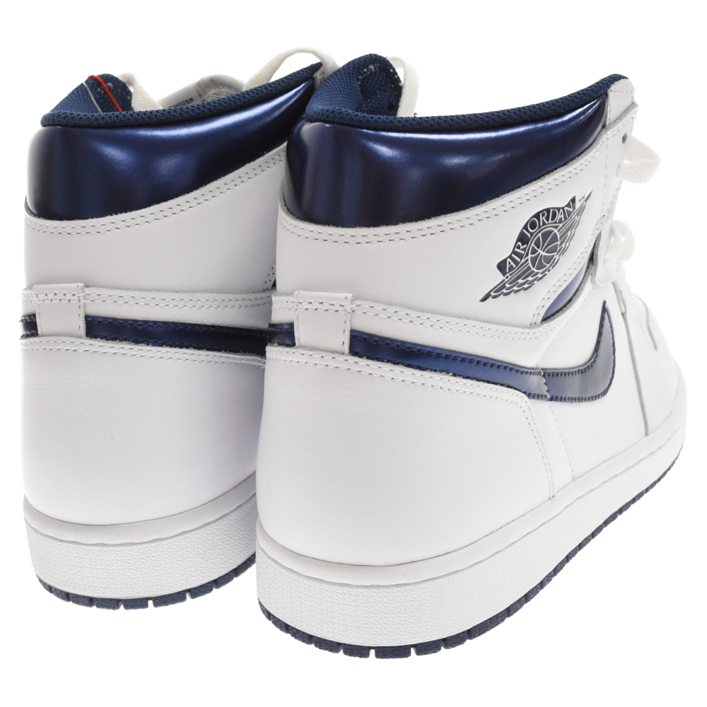 ナイキ AIR JORDAN 1 RETRO HIGH OG METALLIC NAVY エアジョーダン1 レトロ ハイカットスニーカー ホワイト/ネイビー US11/29cm 555088-106_画像4