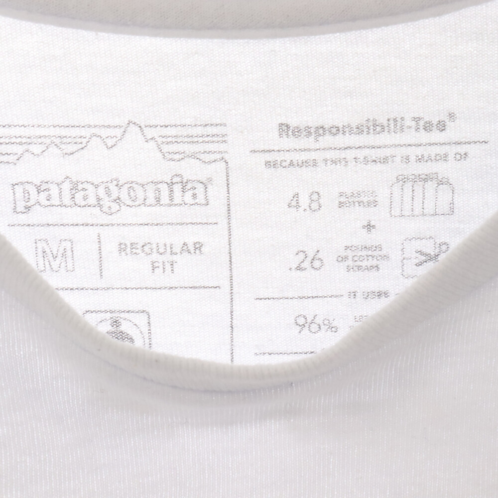 PATAGONIA パタゴニア ボードショーツ ラベル ポケット スクエアロゴ クルーネック半袖Tシャツカットソー ホワイト 38510の画像5