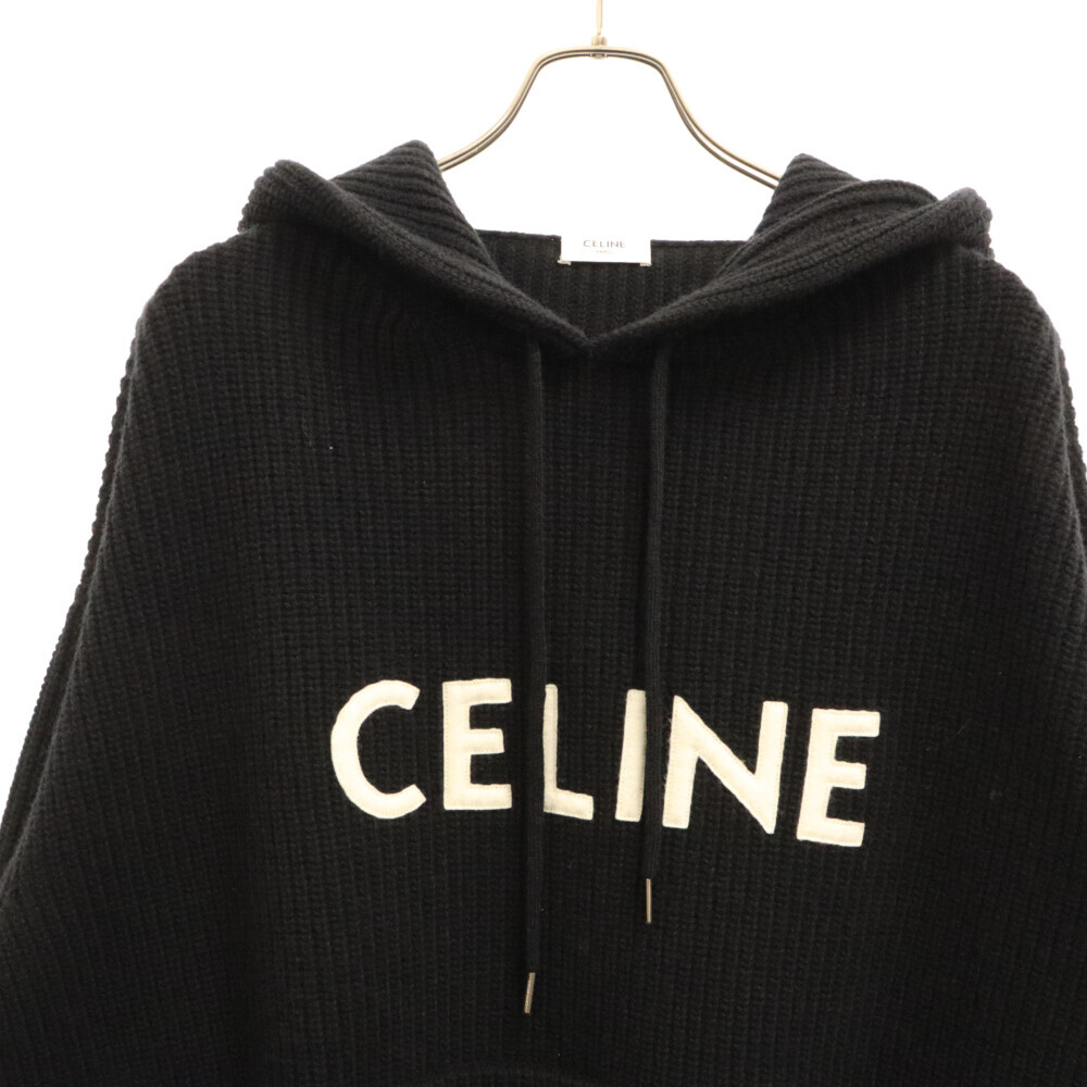 CELINE セリーヌ 21AW フロントロゴニットプルオーバーパーカー ブラック 2A85W423P_画像3