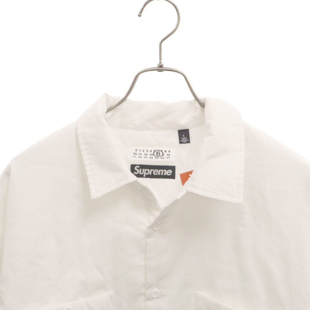 SUPREME シュプリーム 24SS×MM6 Maison Margiela Padded Shirt×メゾンマルジェラ ロゴ刺繍 長袖パッドシャツ ホワイト_画像3