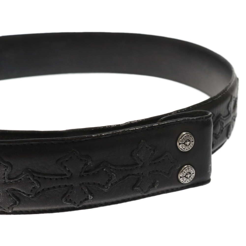 CHROME HEARTS クロムハーツ 1.5 STRAP CEMETERY 1.5inchセメタリークロスパッチ デストロイレザーベルト ブラック 32inch_画像4