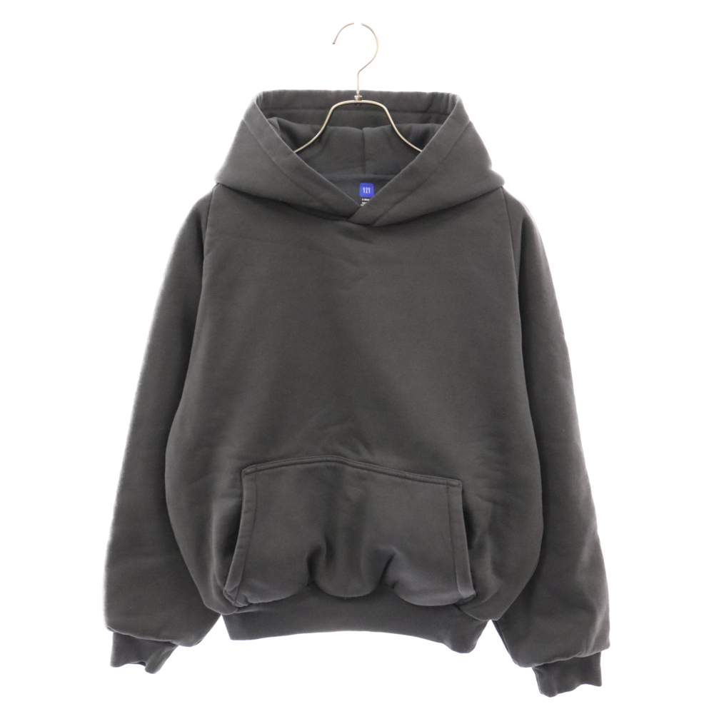 イージー ギャップ エンジニアードバイ バレンシアガ LOGO SHRUNKEN HOODIE ロゴ シュランクン フーディー プルオーバーパーカー グレー_画像1