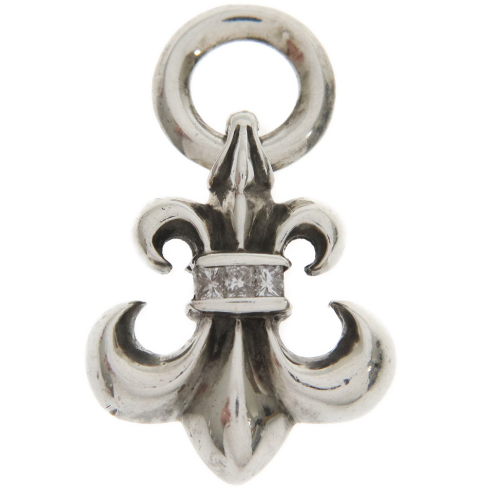 CHROME HEARTS クロムハーツ BS FLUER BSフレアチャーム アフターPAVEダイヤ シルバーネックレストップ