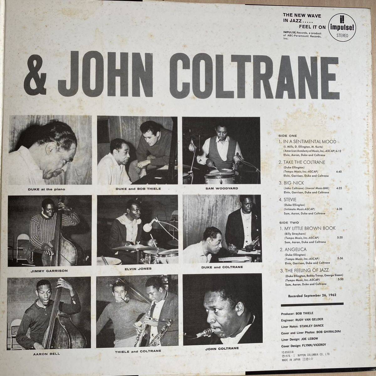 国内盤 帯付LP John Coltrane & Duke Ellington YS-8503-AI ジョン・コルトレーン デューク・エリントン Impulse JAZZの画像4