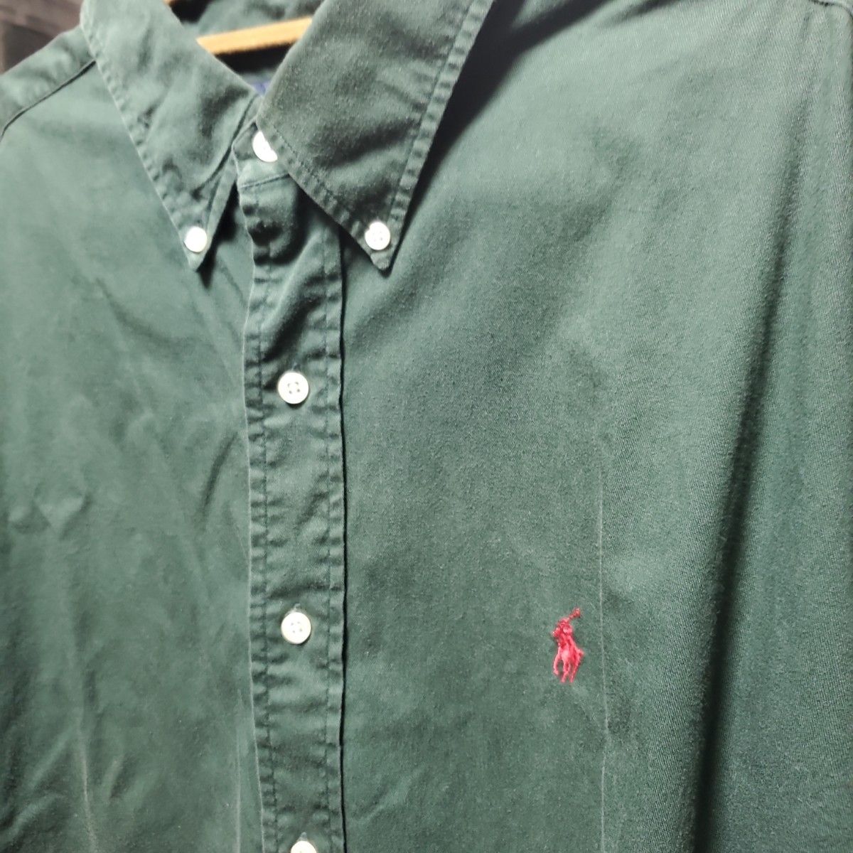 ラルフローレン Ralph Lauren 半袖BDシャツ 濃グリーン sizeXL