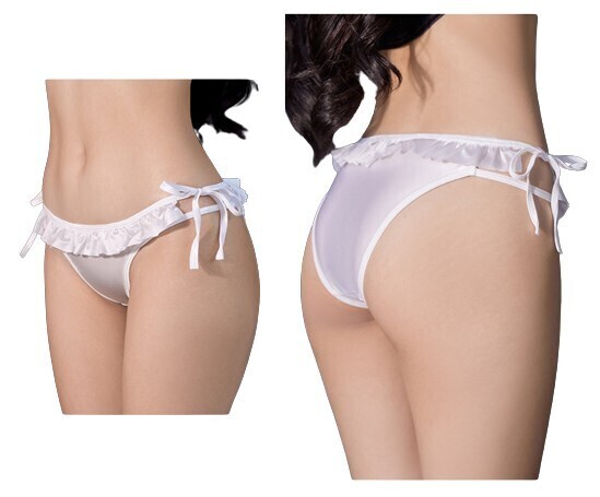 ☆ツルツル シャイニービキニ ひもパンティ 5154☆5047 お洒落 光沢 Ｓｅｘｙ ストレッチ フリル☆ホワイト 現品限り おすすめ☆の画像4