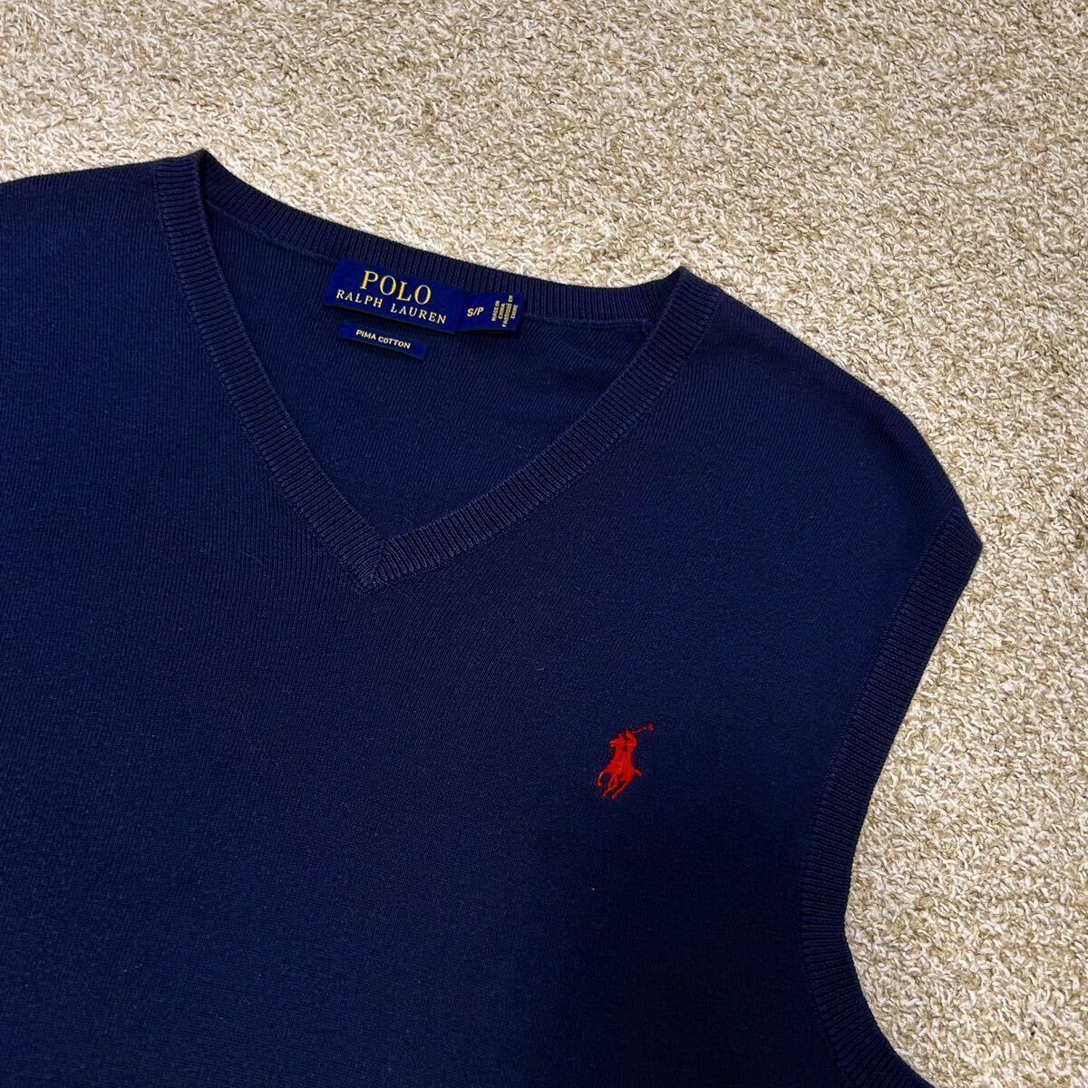 POLO RALPH LAUREN ポロラルフローレン ニットベスト ワンポイントロゴ　Vネック ポニー刺繍　正規品　おしゃれ　シンプル_画像2