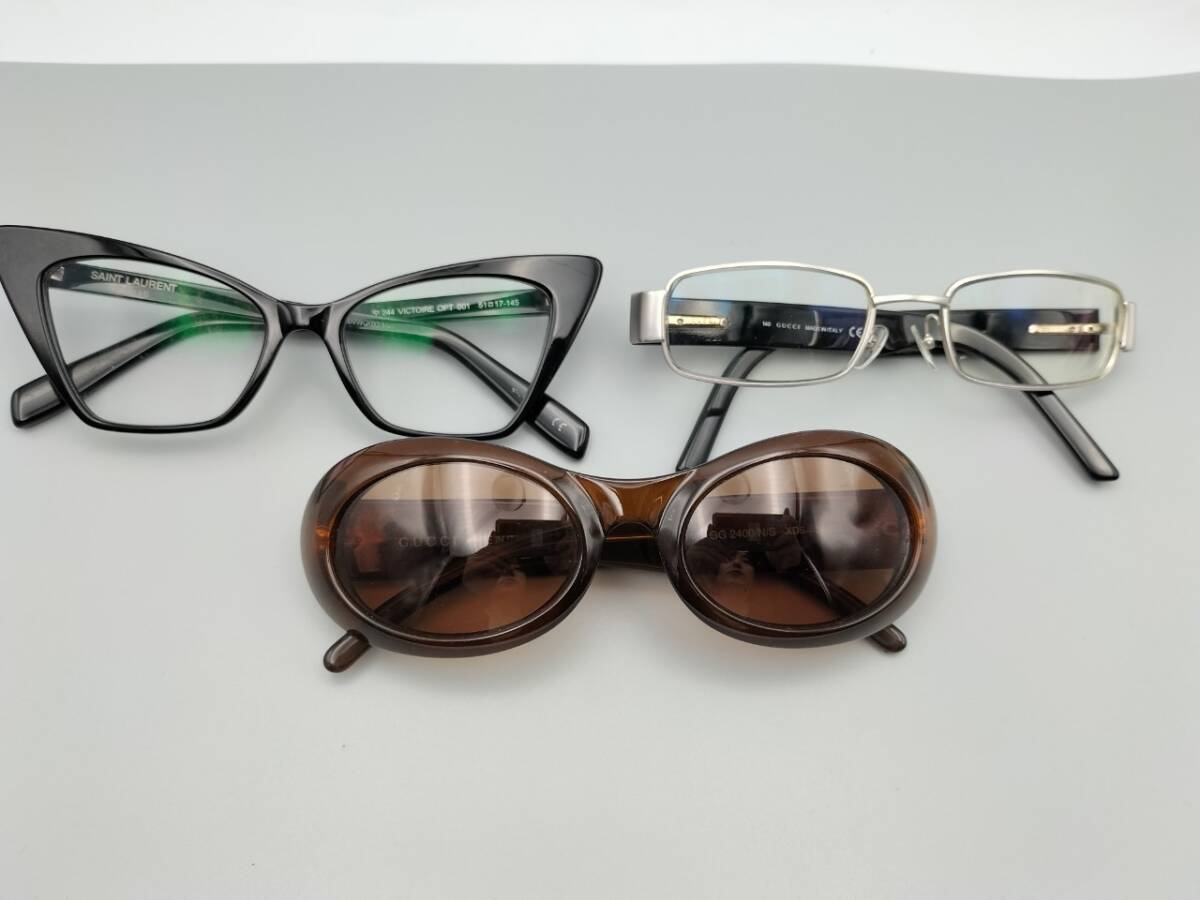 S76 1円～ 中古品 GUCCI グッチ サンローラン サングラス メガネ 眼鏡 アイウェア まとめて3点セット_画像1