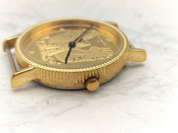 S21 不動品 1円～ フランクリンミント The Franklin Mint クオーツ コインウォッチ ゴールド メンズ 腕時計の画像6