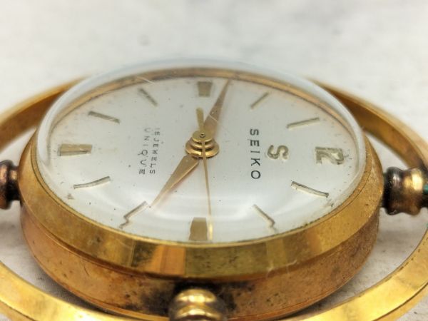 S52 1円～ 稼働品 セイコー SEIKO ユニーク 15石 手巻き 裏スケ ヴィンテージ アンティーク 懐中時計の画像10