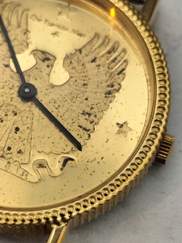 S21 不動品 1円～ フランクリンミント The Franklin Mint クオーツ コインウォッチ ゴールド メンズ 腕時計の画像5