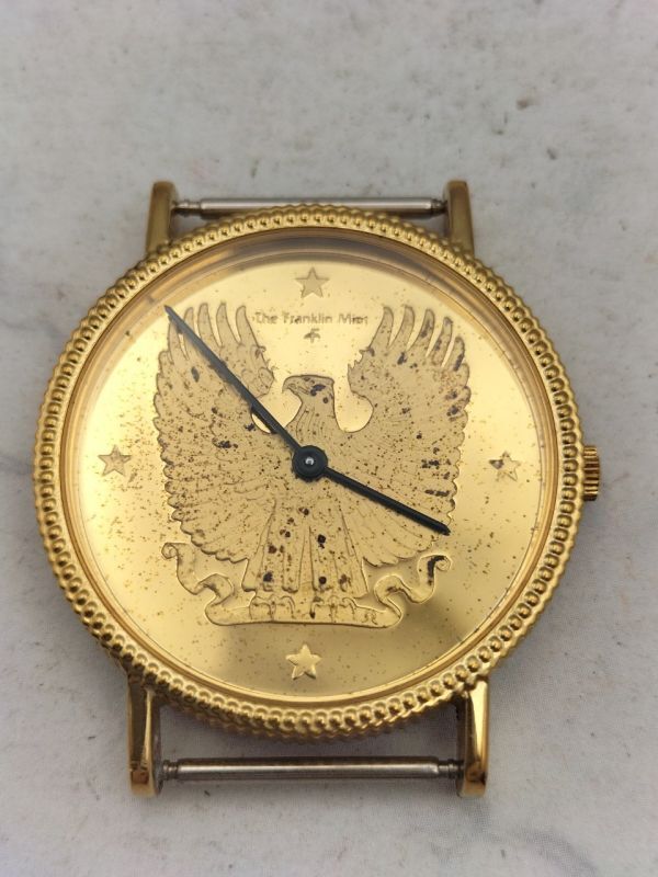 S21 不動品 1円～ フランクリンミント The Franklin Mint クオーツ コインウォッチ ゴールド メンズ 腕時計の画像1