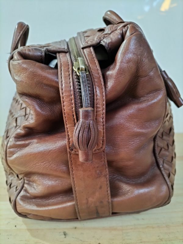 S89 中古品 1円～ ボッテガヴェネタ BOTTEGA VENETA イントレチャート チェーン ブラウン レディース ショルダーバッグの画像4